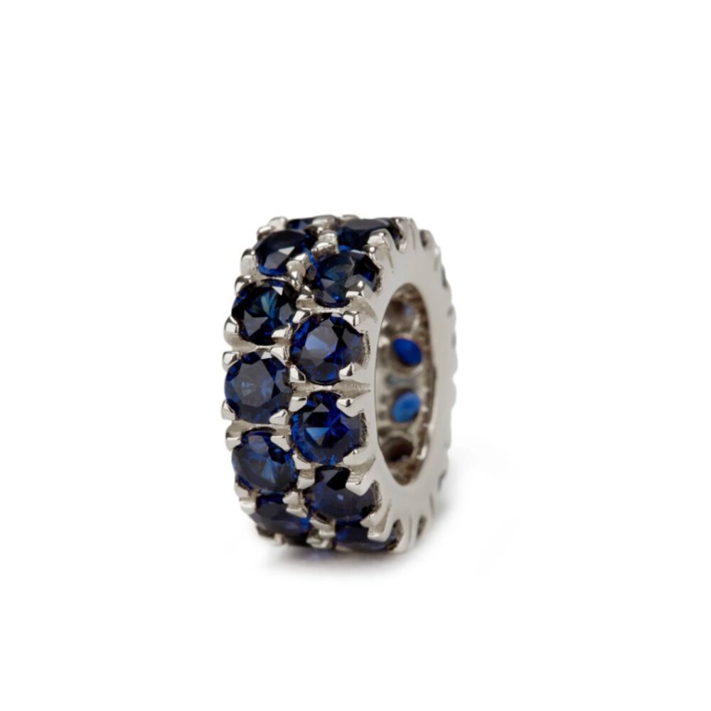 Dorsey Three Row Riviere Pendant Charm In Lab Blue Sapphire Sterling Silver